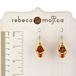 Chainmaille D20 Earrings - Red Glitter Gold