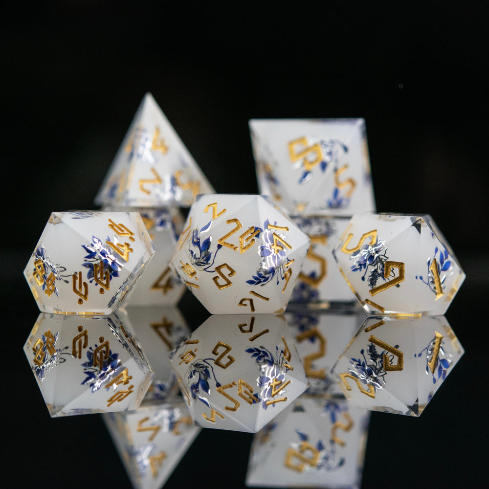 RPG Sharp-Edge Dice Set - Earl Grey Lavender