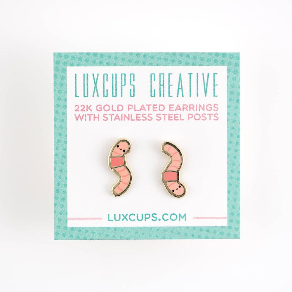 Enamel Earrings - Earthworm