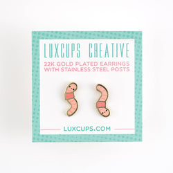 Enamel Earrings - Earthworm