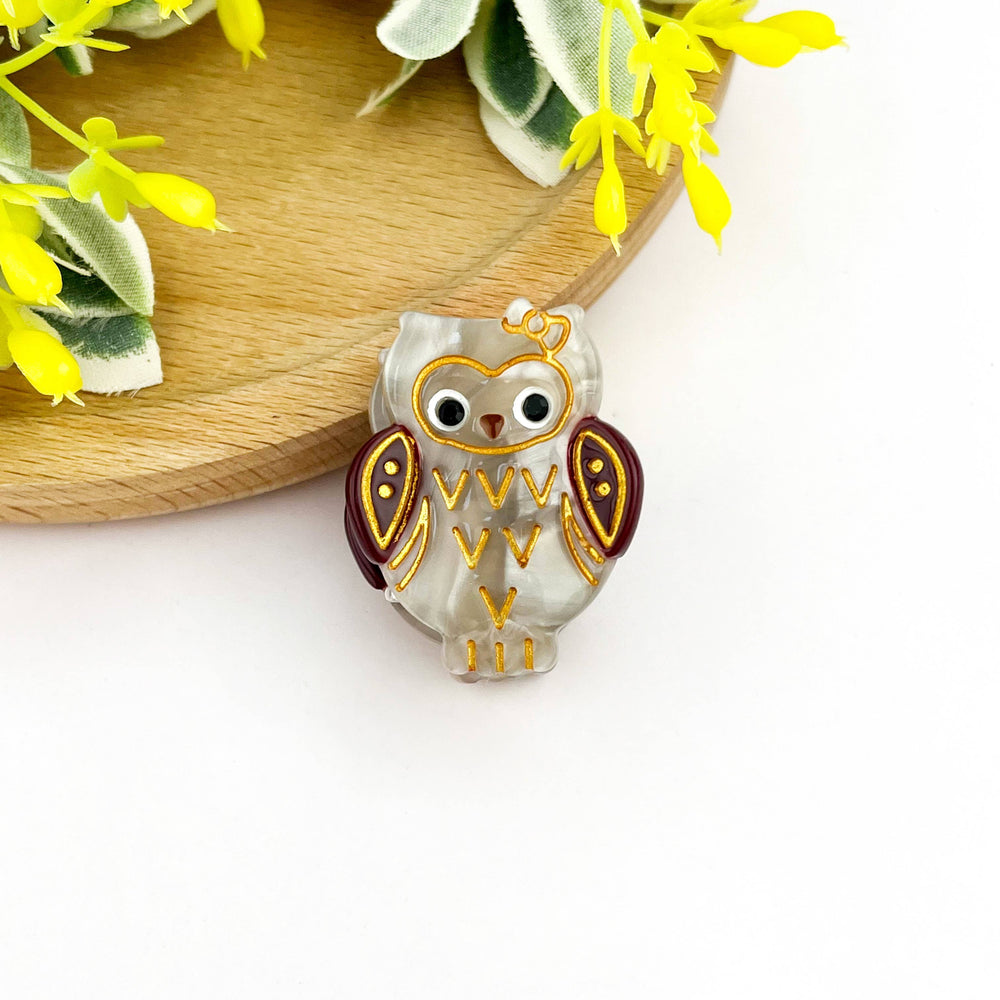 Hair Clip - Gray Owl