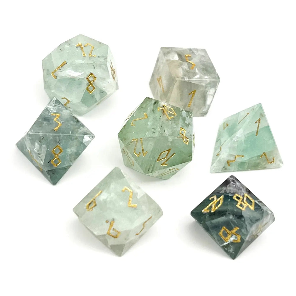 Gemstone RPG Dice Set - Green Fluorite (7-Piece)