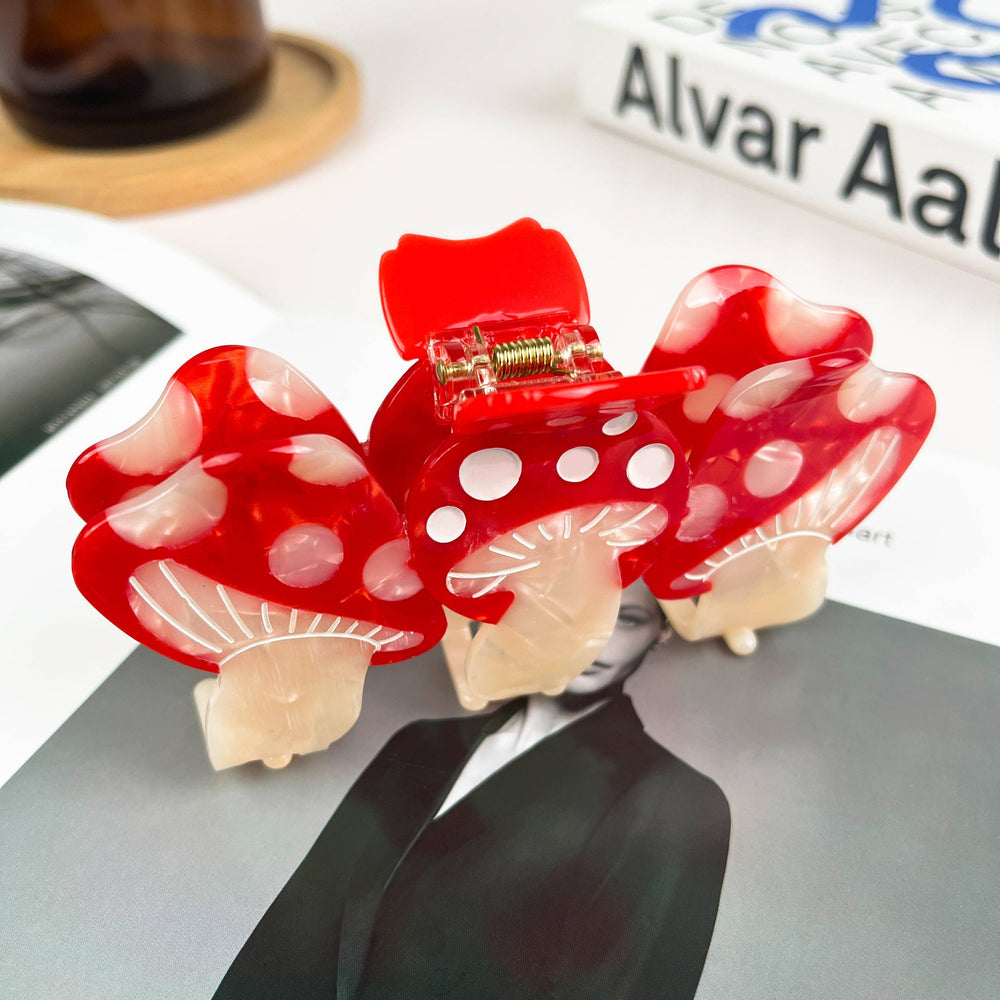 Hair Clip - Red Mushrooms