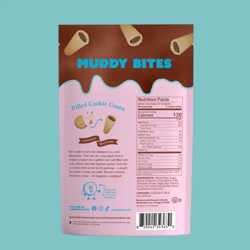 Muddy Bites - Hazelnut Cocoa Cookie Cone Snacks