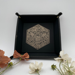 Vegan Leather Dice Tray - Gilded D20
