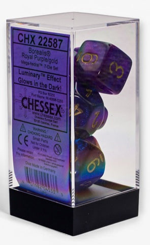 Mega-hedral Dice Set - Borealis Royal Purple/Gold