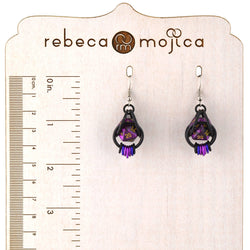 Chainmaille D20 Earrings - Purple Goth