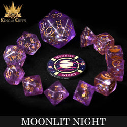 King of Crits Dice Set - Moonlit Night (12-Piece)