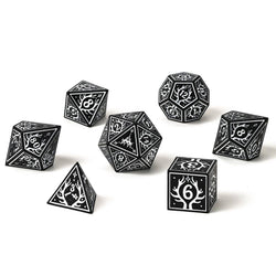 Metal RPG Dice Set - Druid Black & White