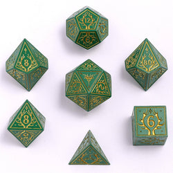 Metal RPG Dice Set - Druid Green & Gold