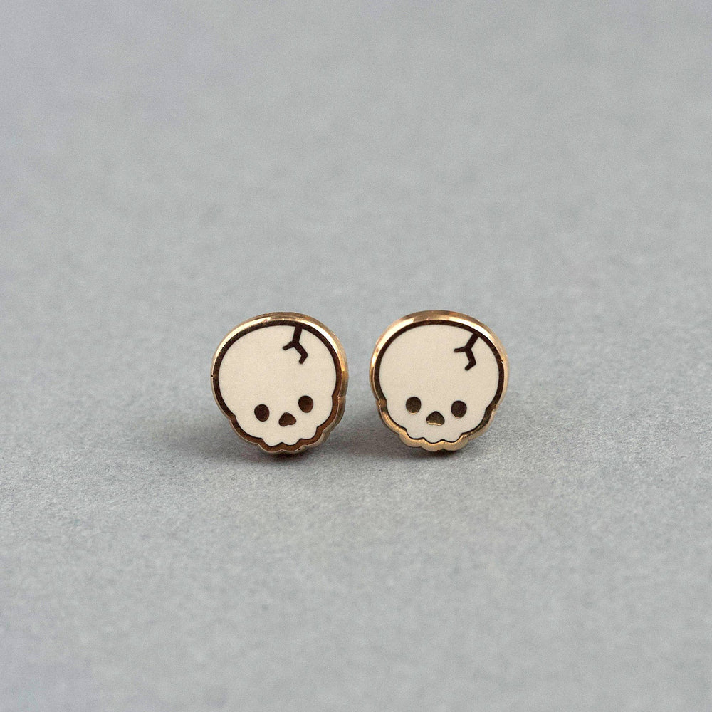 Enamel Earrings - Skull