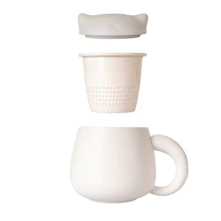 Mug with Infuser and Lid - White Cat