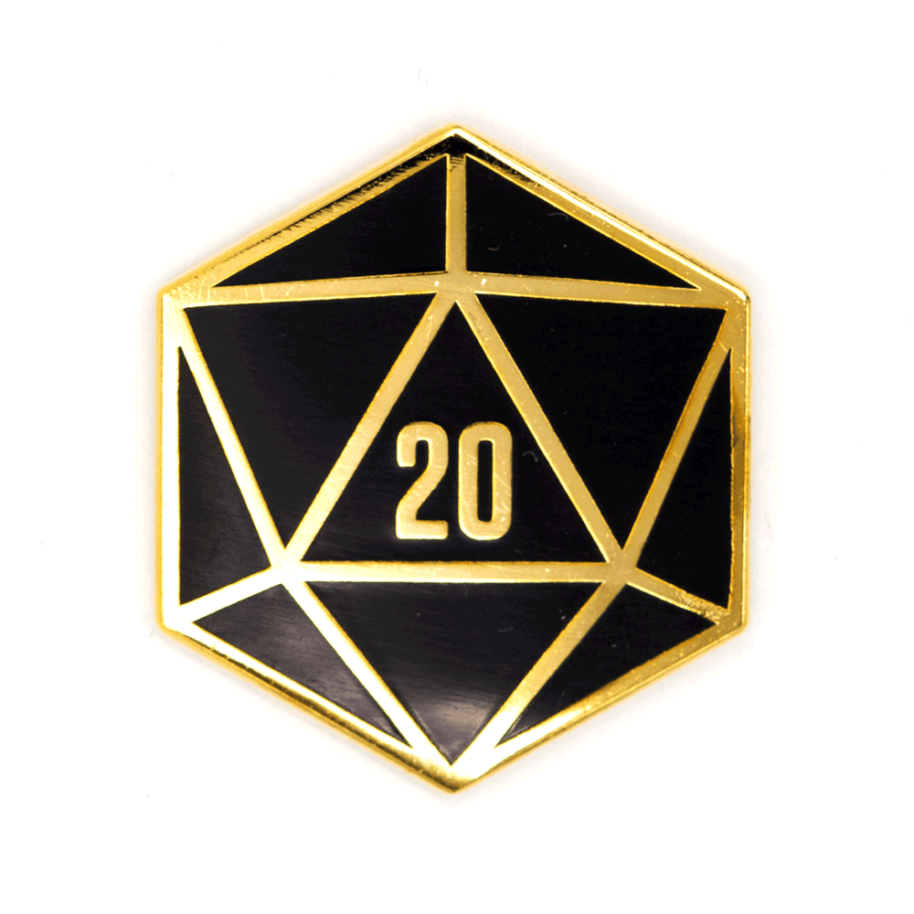 D20 Enamel Pin: 1" wide