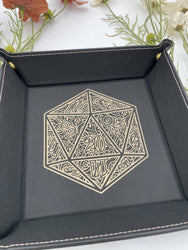 Vegan Leather Dice Tray - Gilded D20