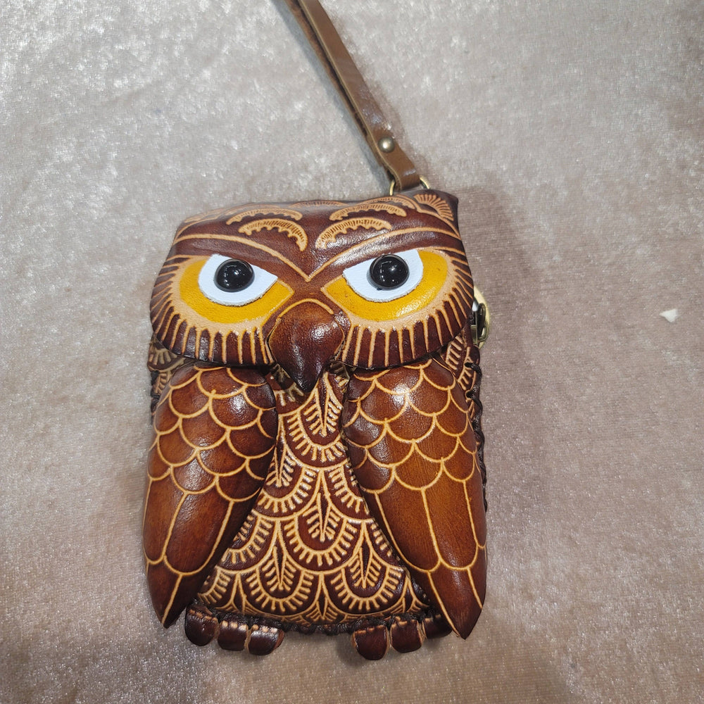 Leather Wristlet - Owl