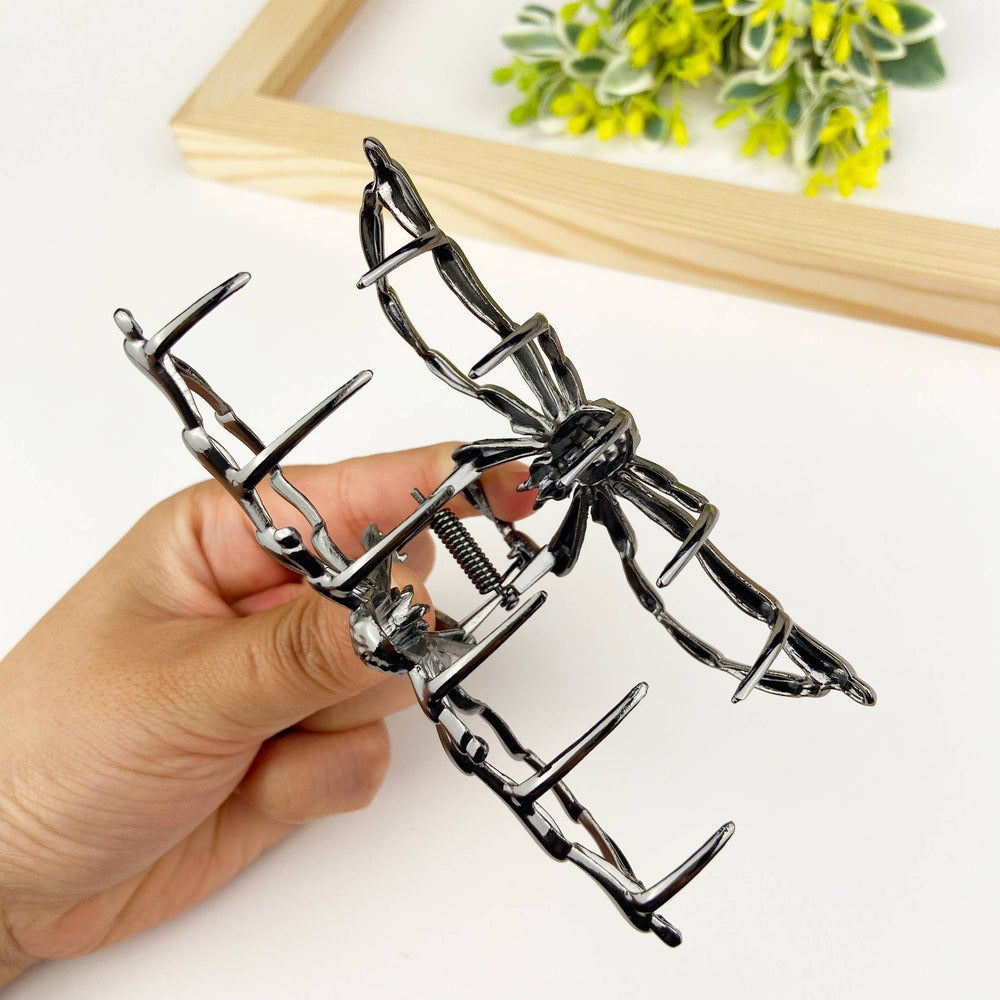 Metal Hair Clip - Black Spider
