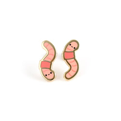 Enamel Earrings - Earthworm