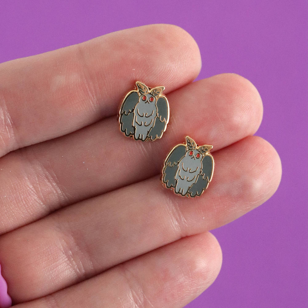 Enamel Earrings - Mothman