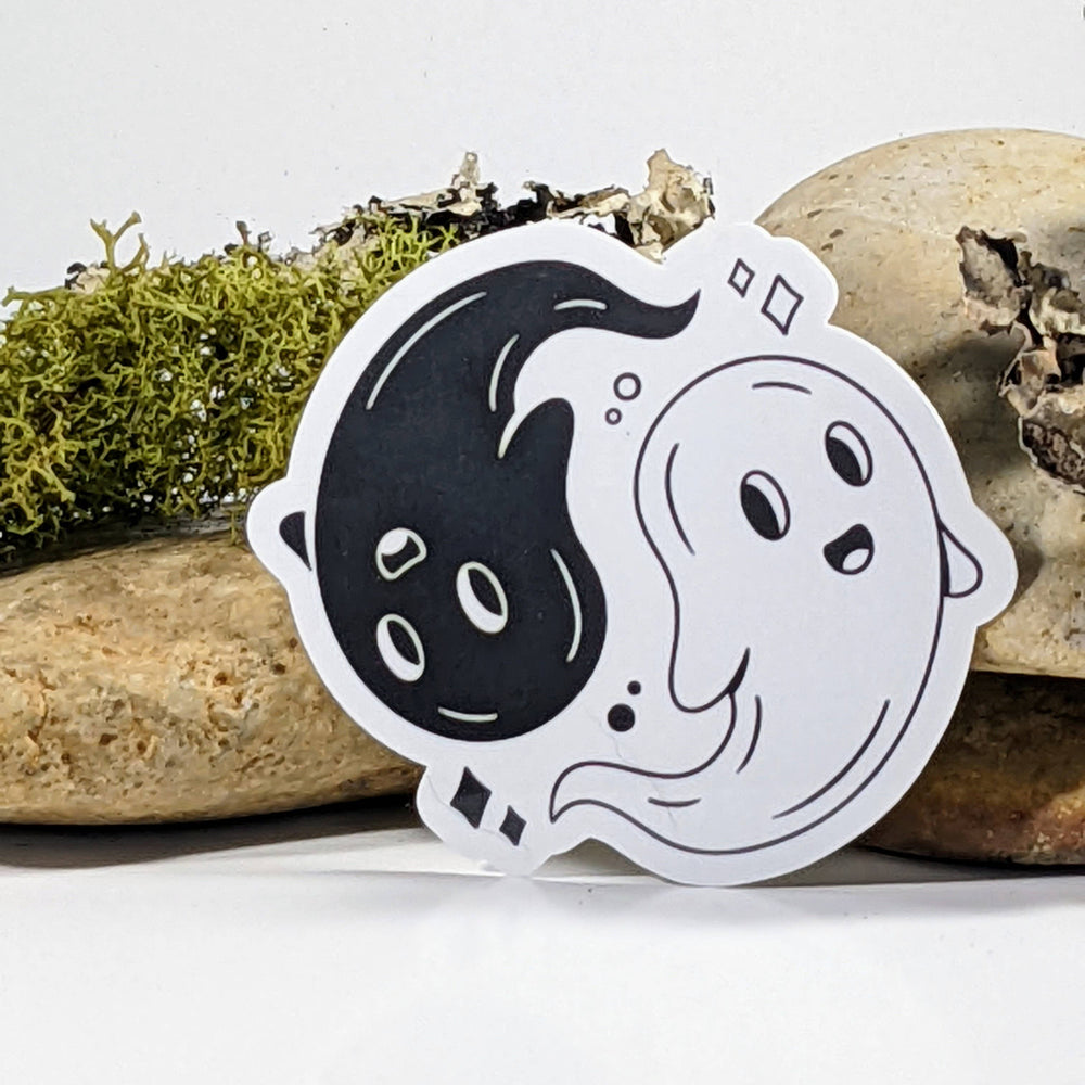 Vinyl Sticker - Kawaii Ghost Yin Yang Balance