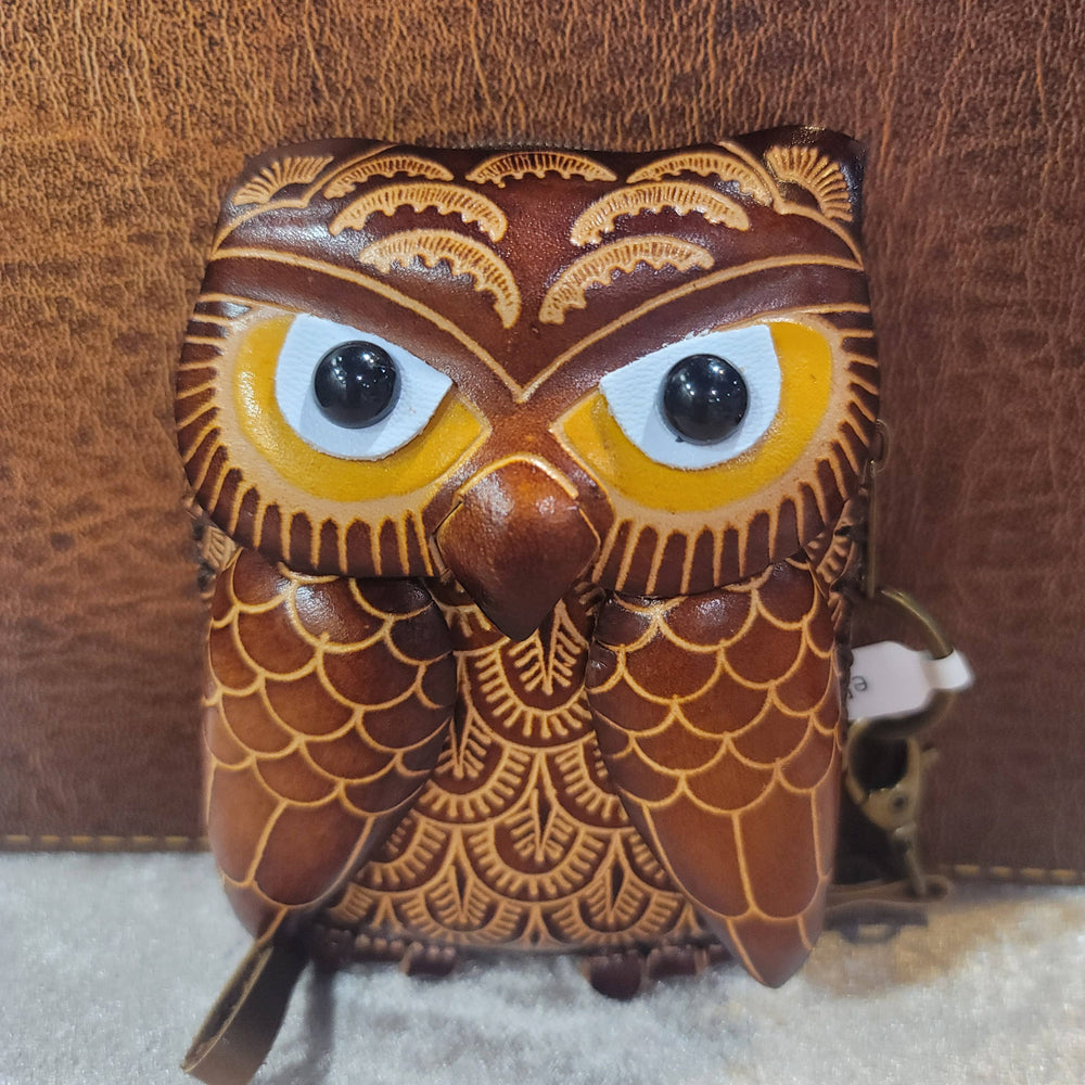 Leather Wristlet - Owl