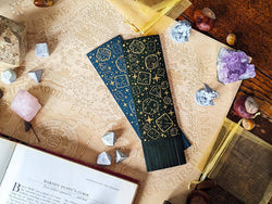 Dice Bookmark: Vegan Leather & Gold Foil - Textured Blue