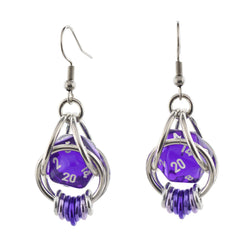 Chainmaille D20 Earrings - Ombre Red