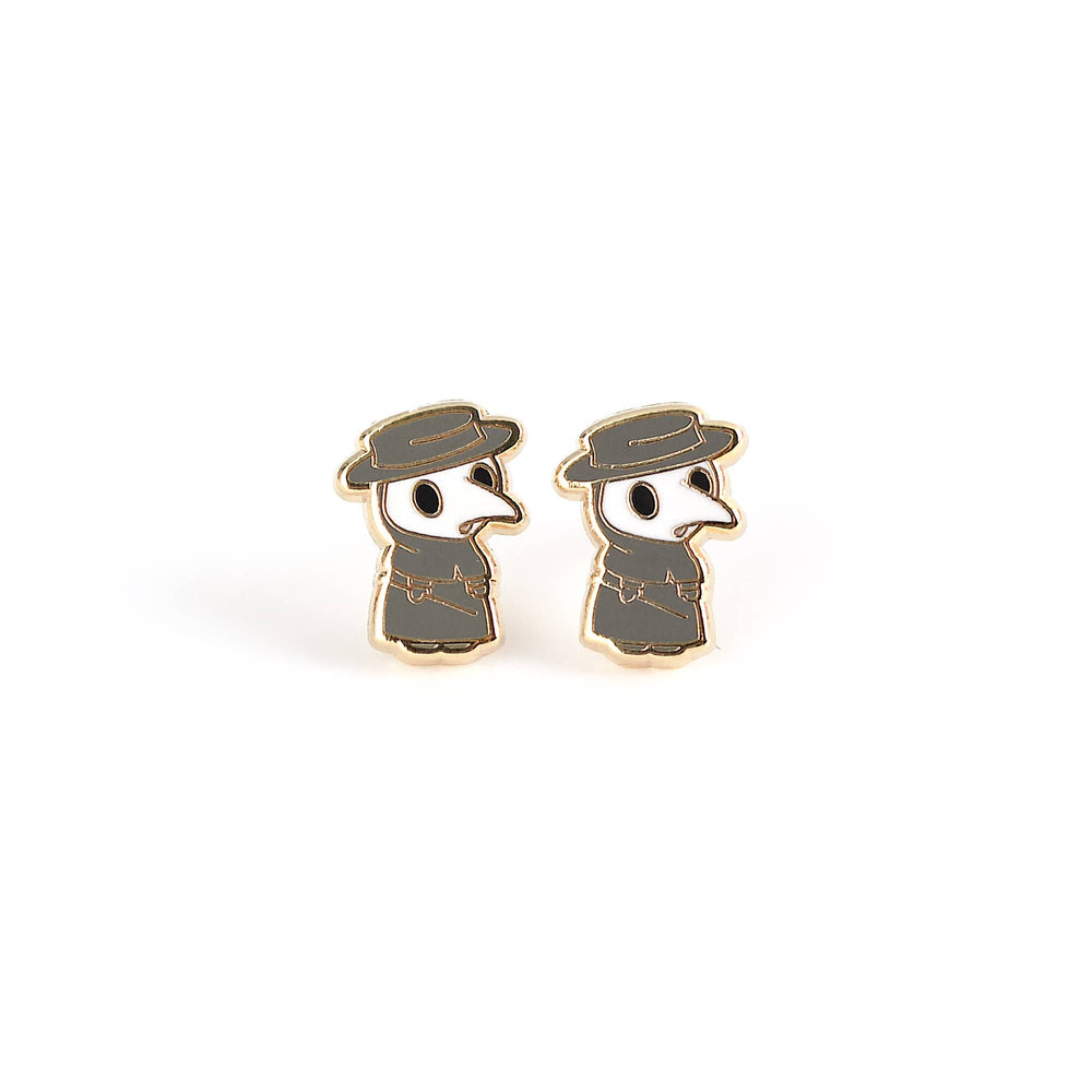 Enamel Earrings - Plague Doctor