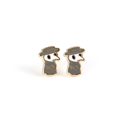 Enamel Earrings - Plague Doctor