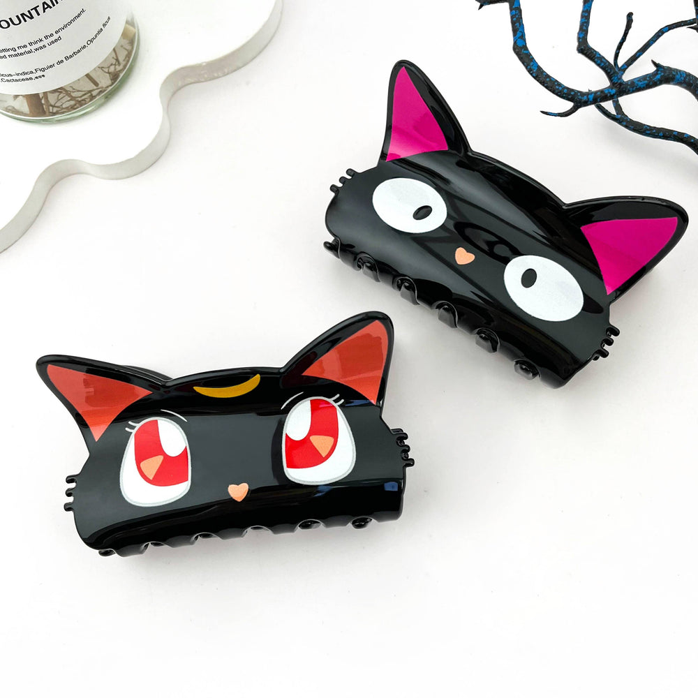 Hair Clip - Moon Cat: Black