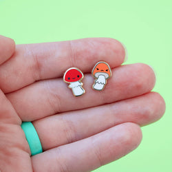 Enamel Earrings - Mushroom Friend