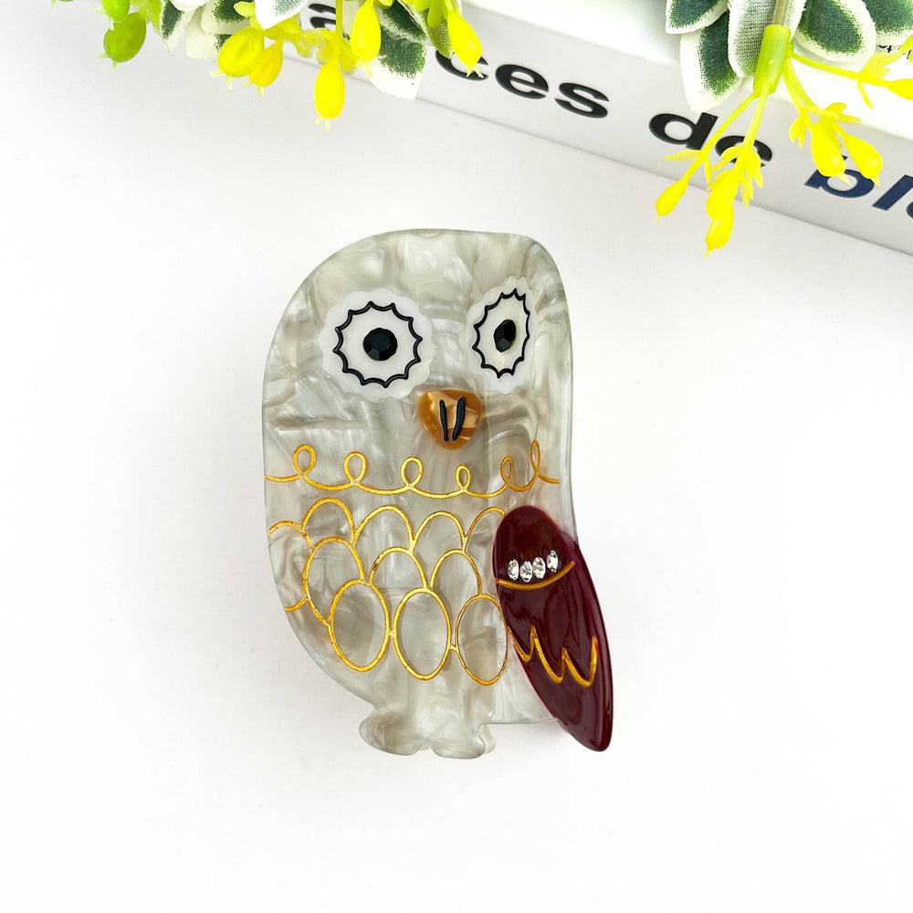 Hair Clip - Gray Owl