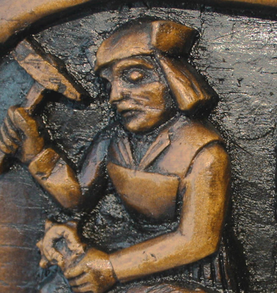 Reproduction Medieval Carving - Shoeing the Goose