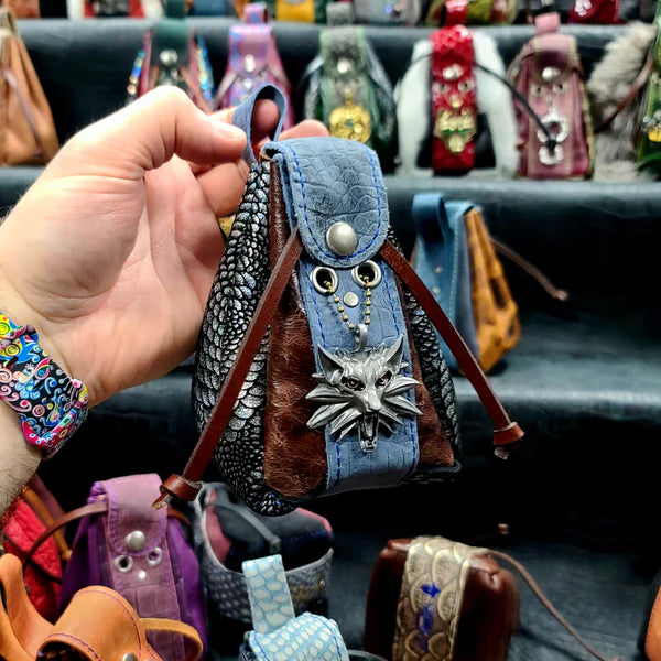Grimbeard Leather: Square Leather Dice Bag with Charm