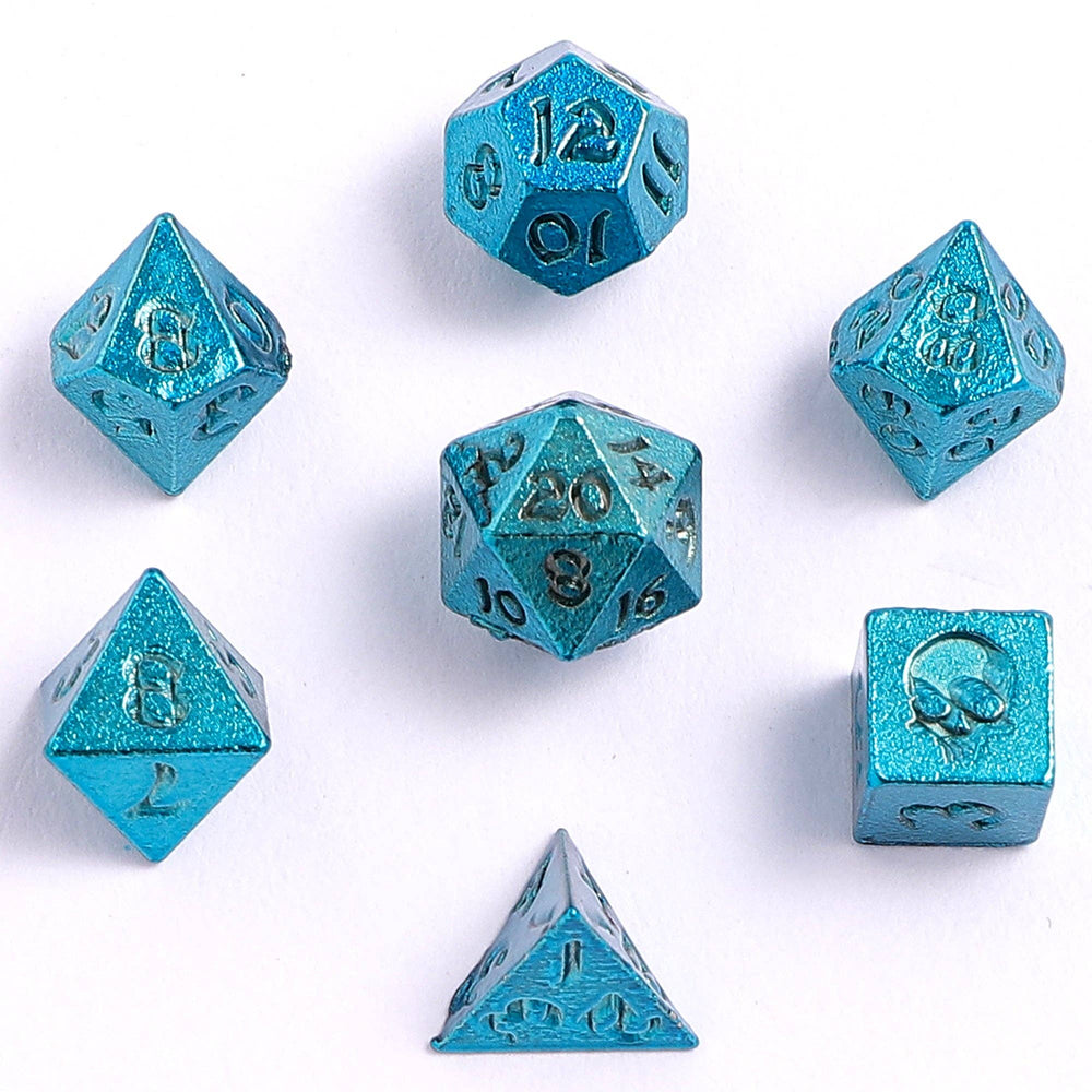 Mini Metal RPG Dice Set - Unseelie Bottle (Blue)