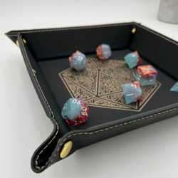 Vegan Leather Dice Tray - Gilded D20