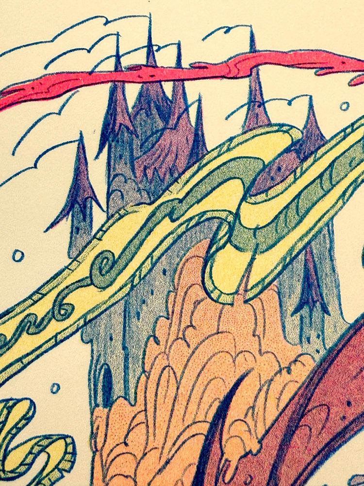 Riso Print - Dragon Warrior