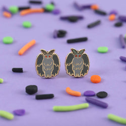 Enamel Earrings - Mothman