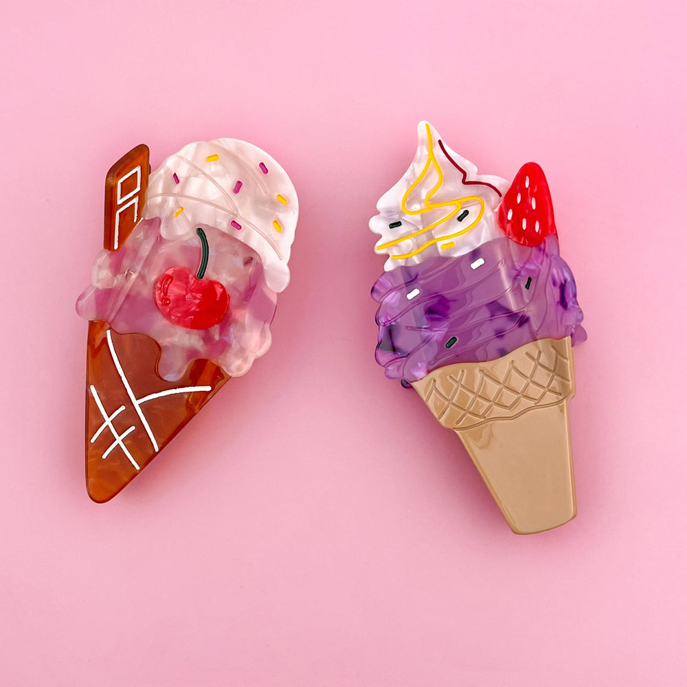Hair Clip - Cherry Ice Cream