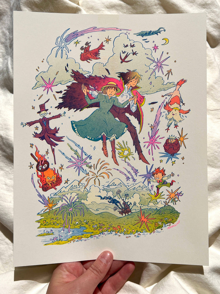 Riso Print - Howl's Moving Castle