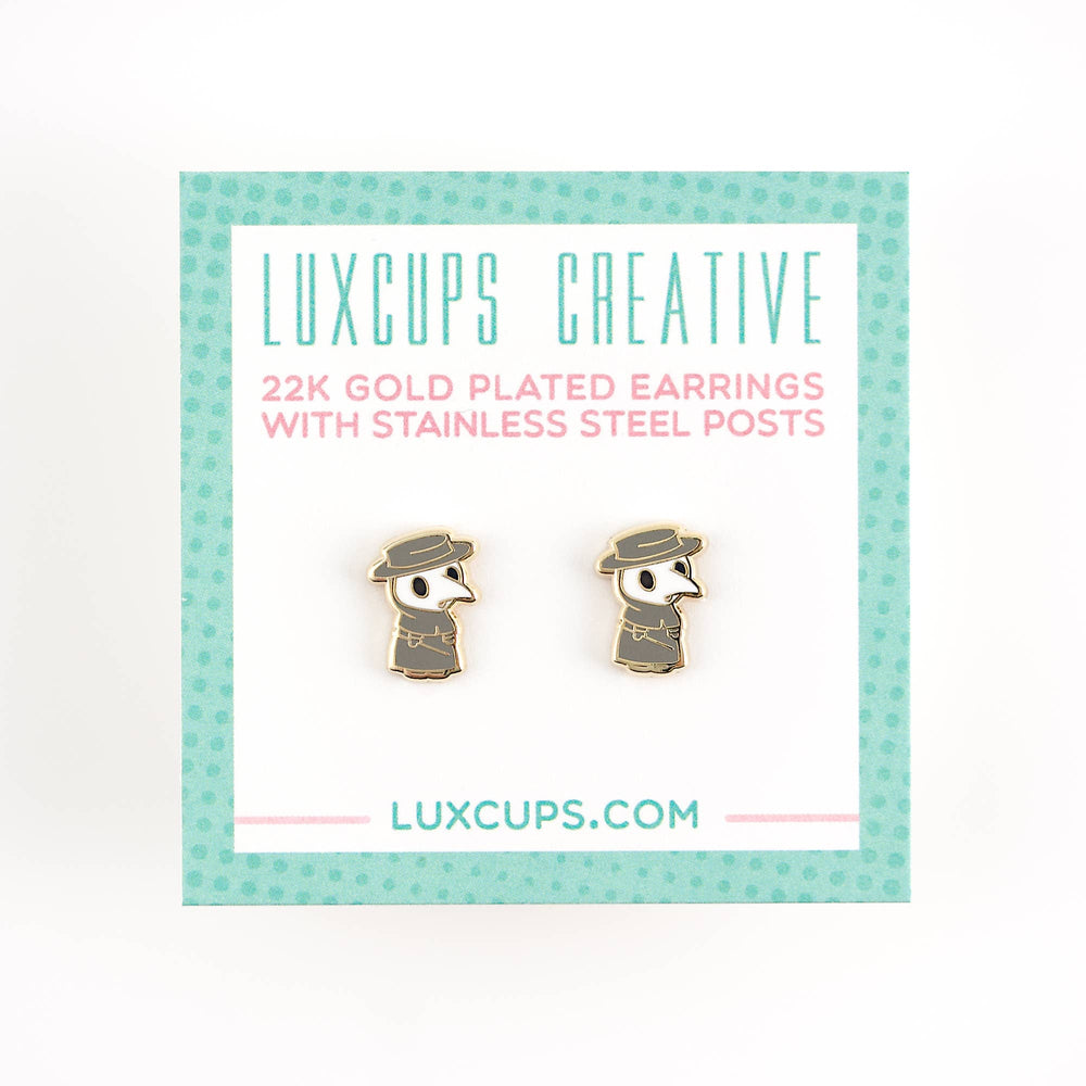 Enamel Earrings - Plague Doctor