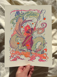 Riso Print - Dragon Warrior