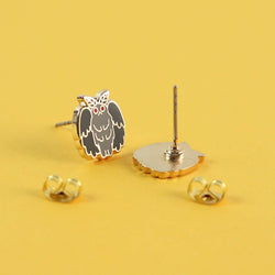Enamel Earrings - Mothman