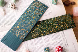 Dice Bookmark: Vegan Leather & Gold Foil - Textured Blue