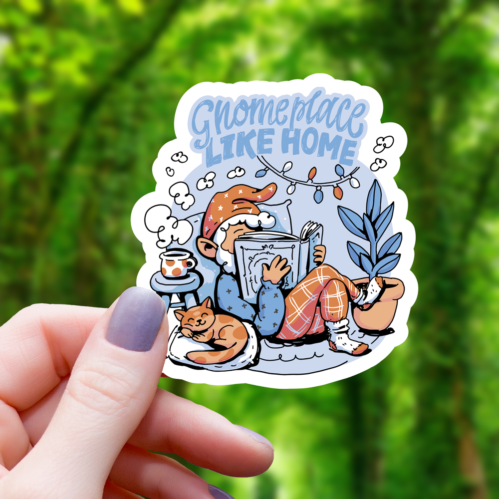 Vinyl Sticker - Gnome Place Like Home Reading
