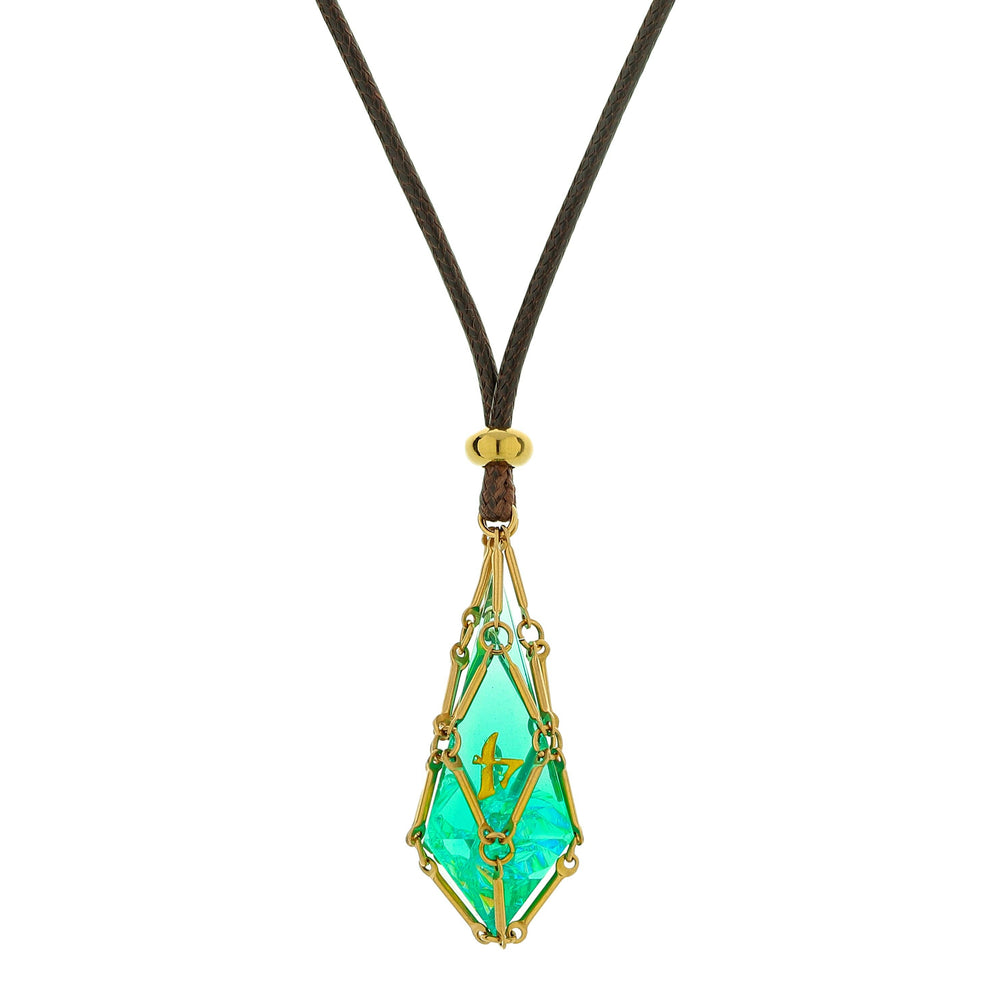 Mysticage Dice Necklace with D4 - Brown Leather Chain