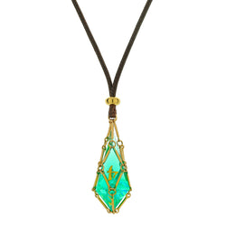 Mysticage Dice Necklace with D4 - Brown Leather Chain