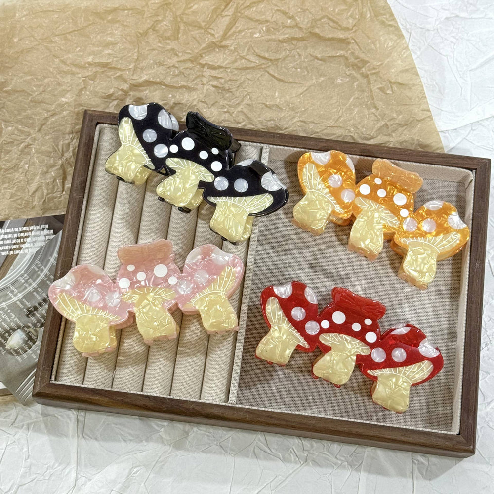 Hair Clip - Colorful Triple Mushroom