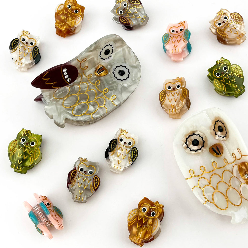 Hair Clip - Gray Owl