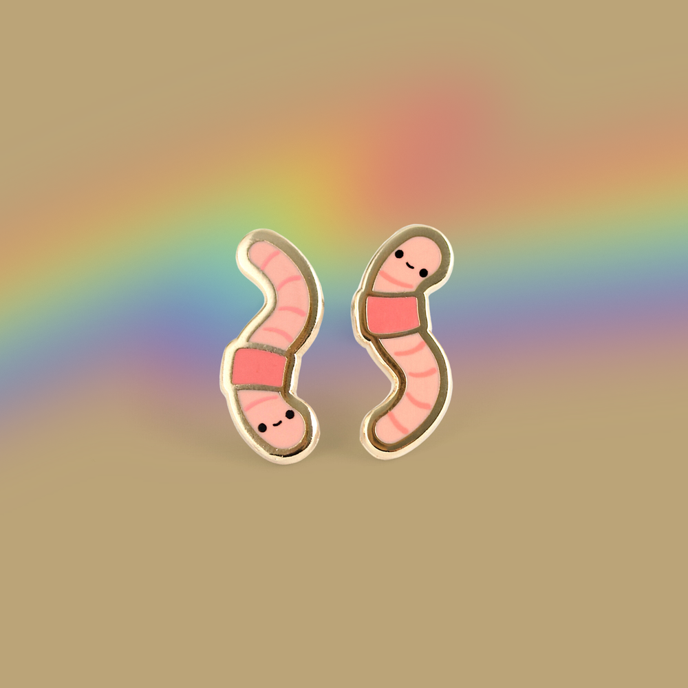 Enamel Earrings - Earthworm