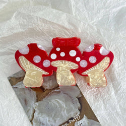 Hair Clip - Colorful Triple Mushroom